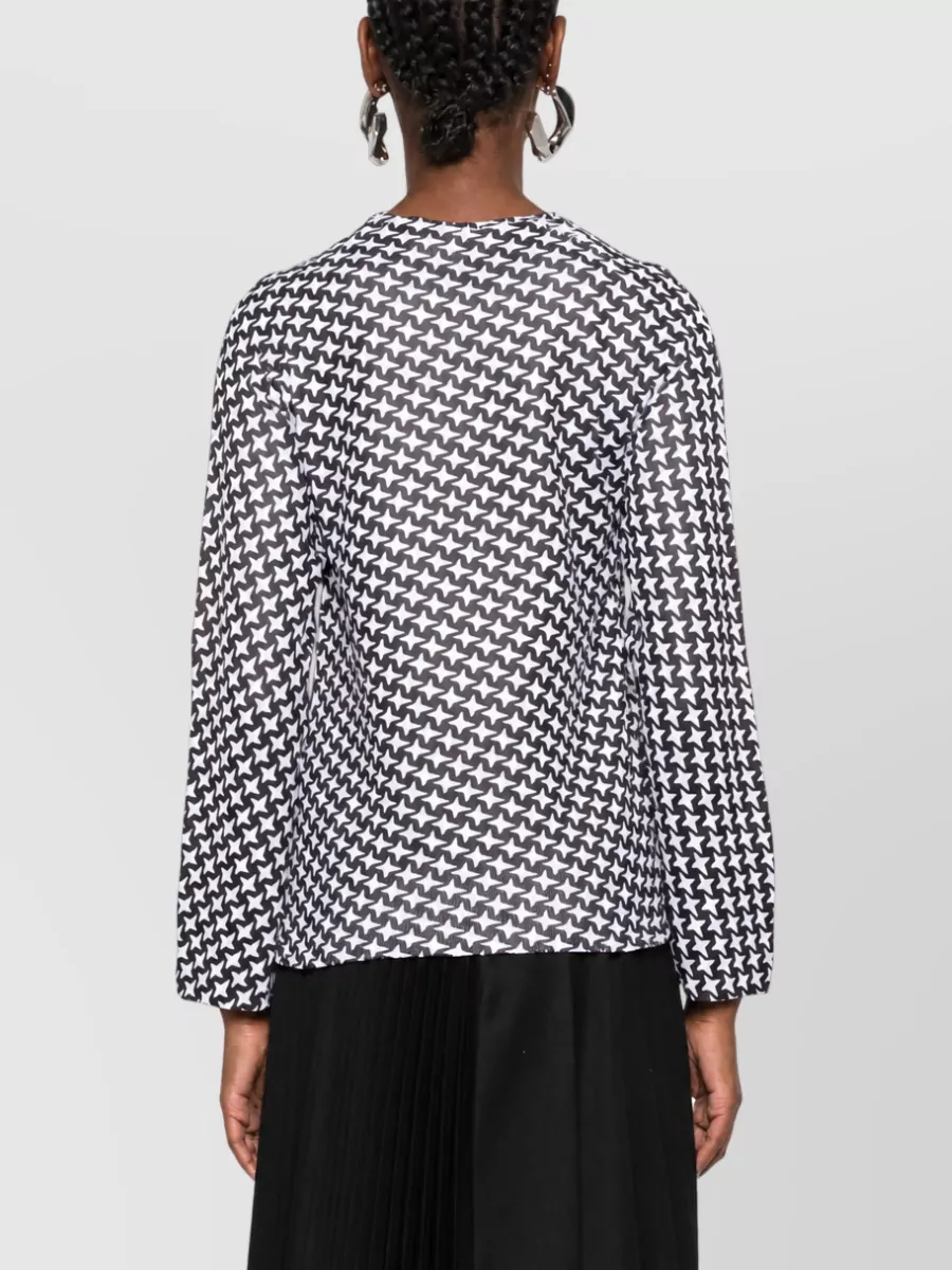 Comme Des Garçons Fine Ribbed Star Print Round Neck Top