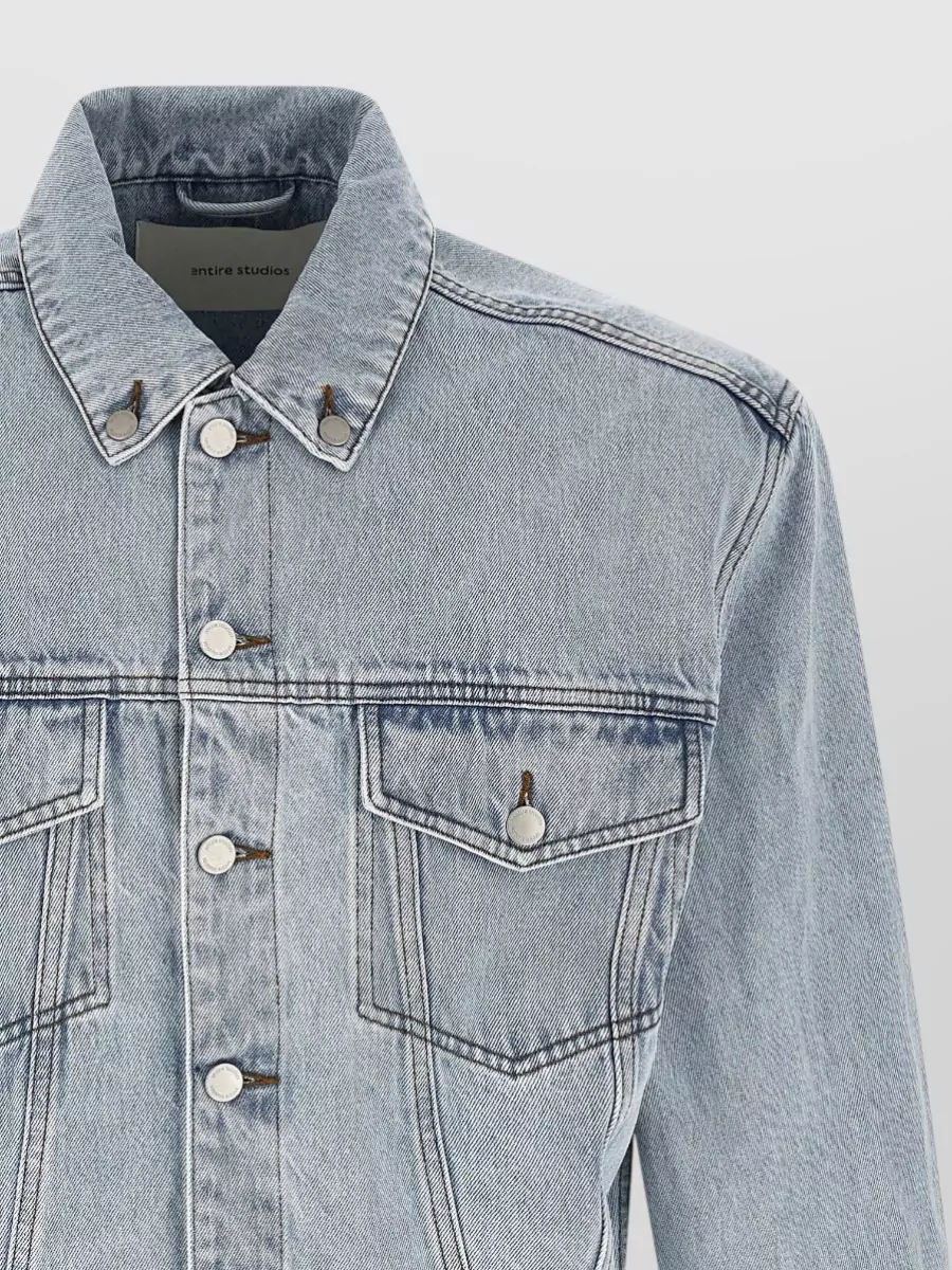Entire Studios Denim Contrast Stitch Oversized Shirt Jacket