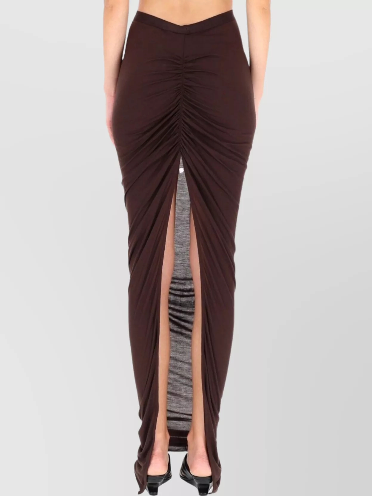 Rick Owens Lilies High Slit Bodycon Skirt With Sheer Fabric