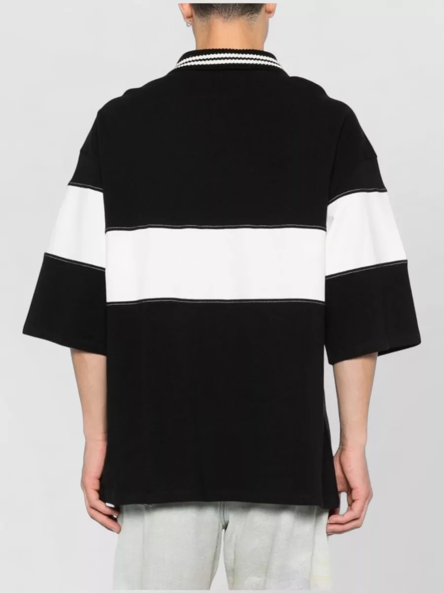 Amiri Polo Collar Color Block Silk Nylon T-Shirt