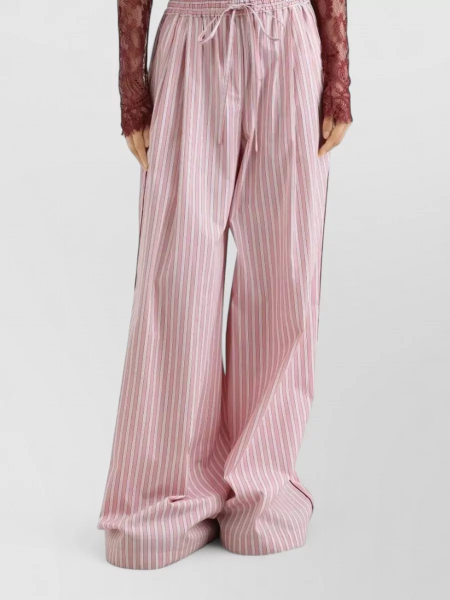 Dolce&Gabbana Striped Low-Rise Wide-Leg Pajama Trousers