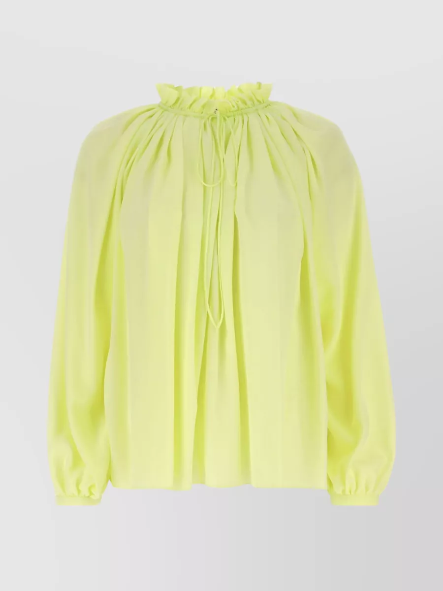 Shop Lanvin Polyester Blouse With Gathered Neckline And Satin Finish In Pastel