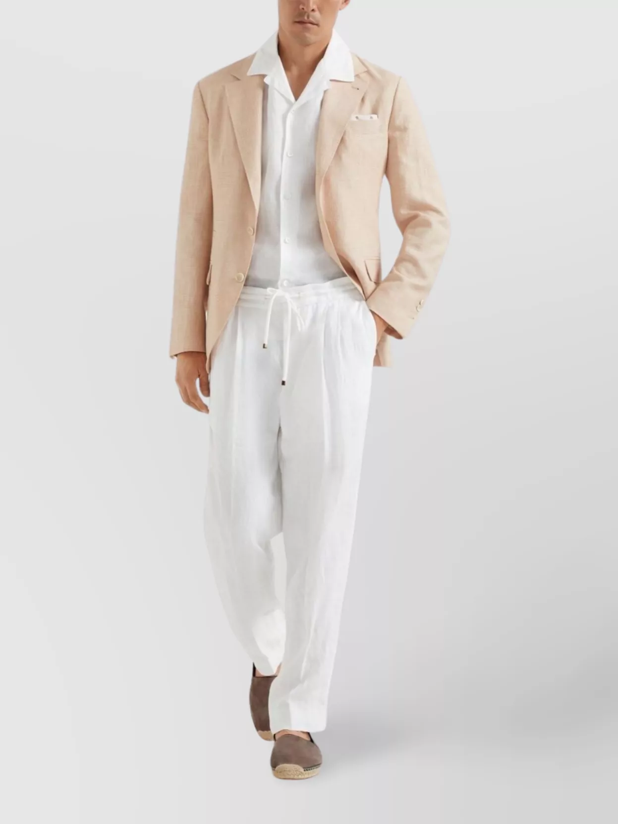 Brunello Cucinelli Linen Cuban Collar Shirt