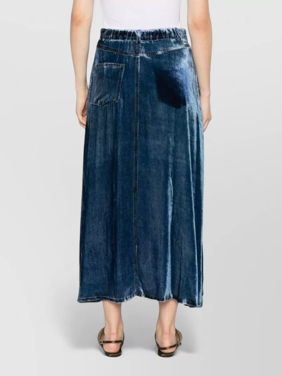 Pierre Louise Mascia Silk Velvet-Effect Panelled Midi Skirt