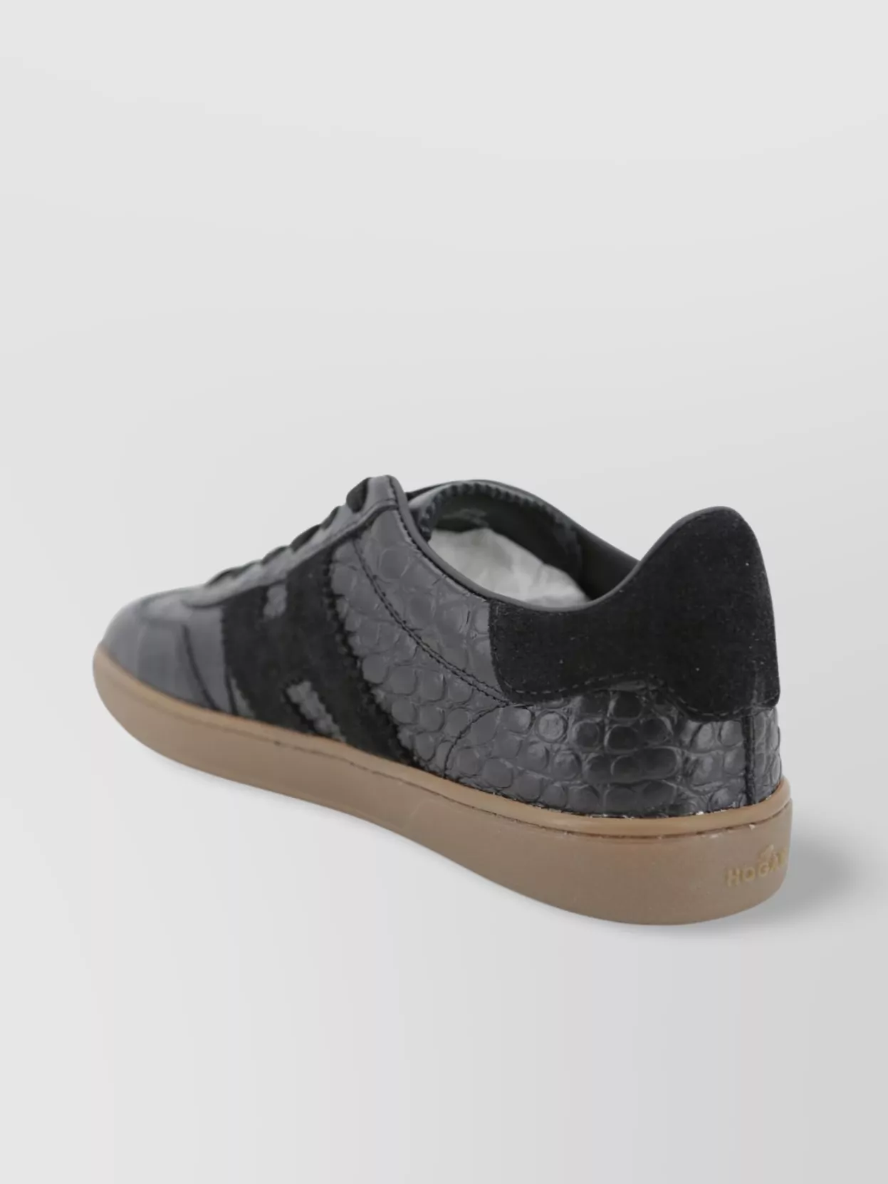 Hogan Lace-Up Crocodile-Print Leather Sneaker