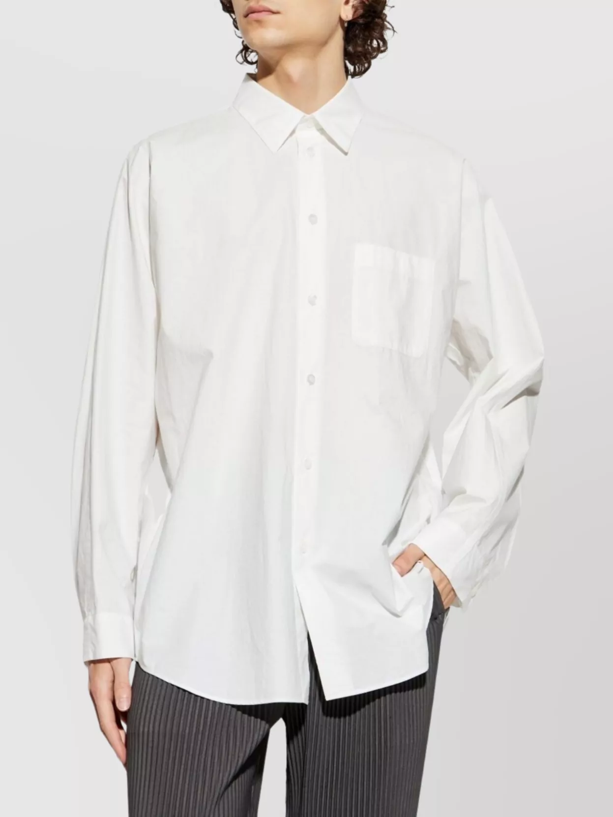 Issey Miyake Shirt With Spread Collar And Chest Patch Pocket