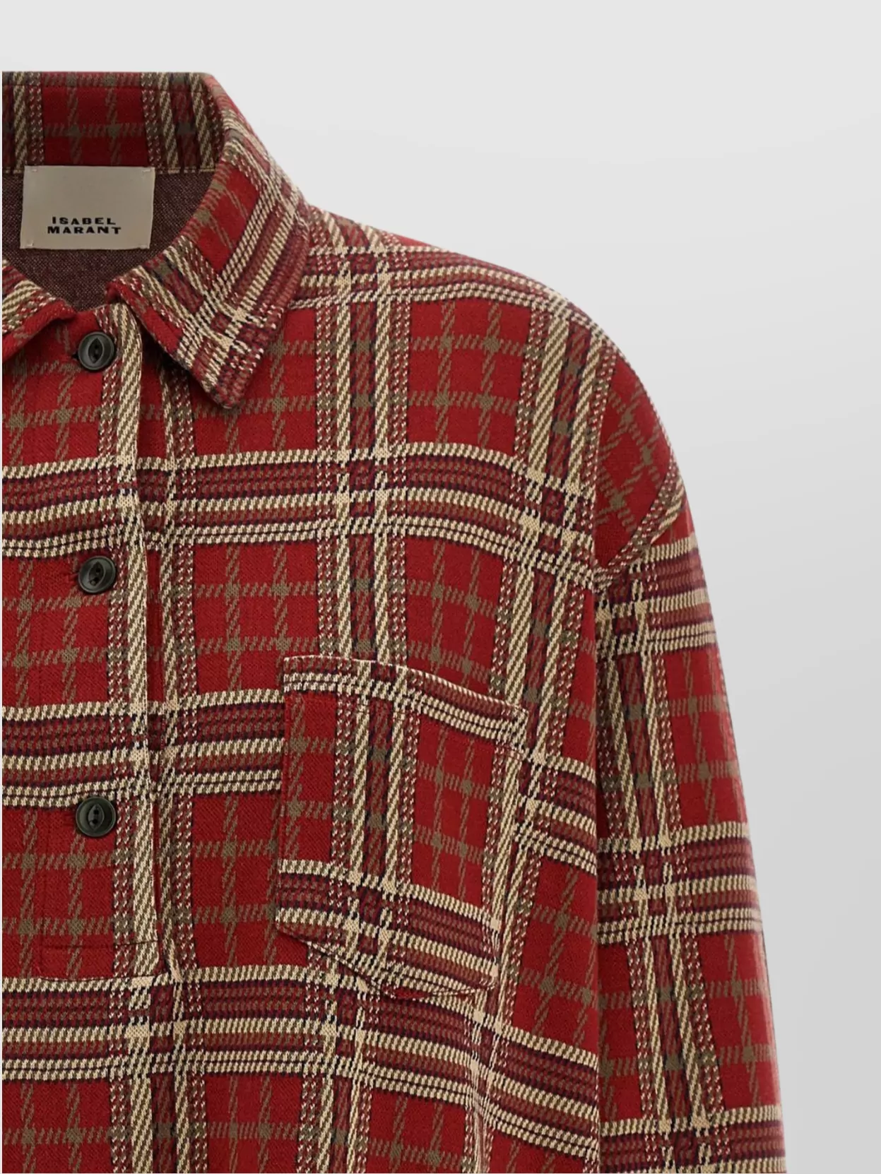 Isabel Marant Plaid Long Sleeve Shirt With Chest Pocket In Red