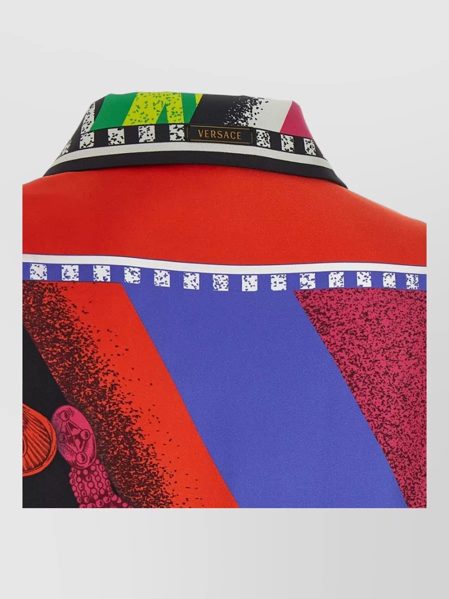 Versace silk formula 6 printed long-sleeve shirt