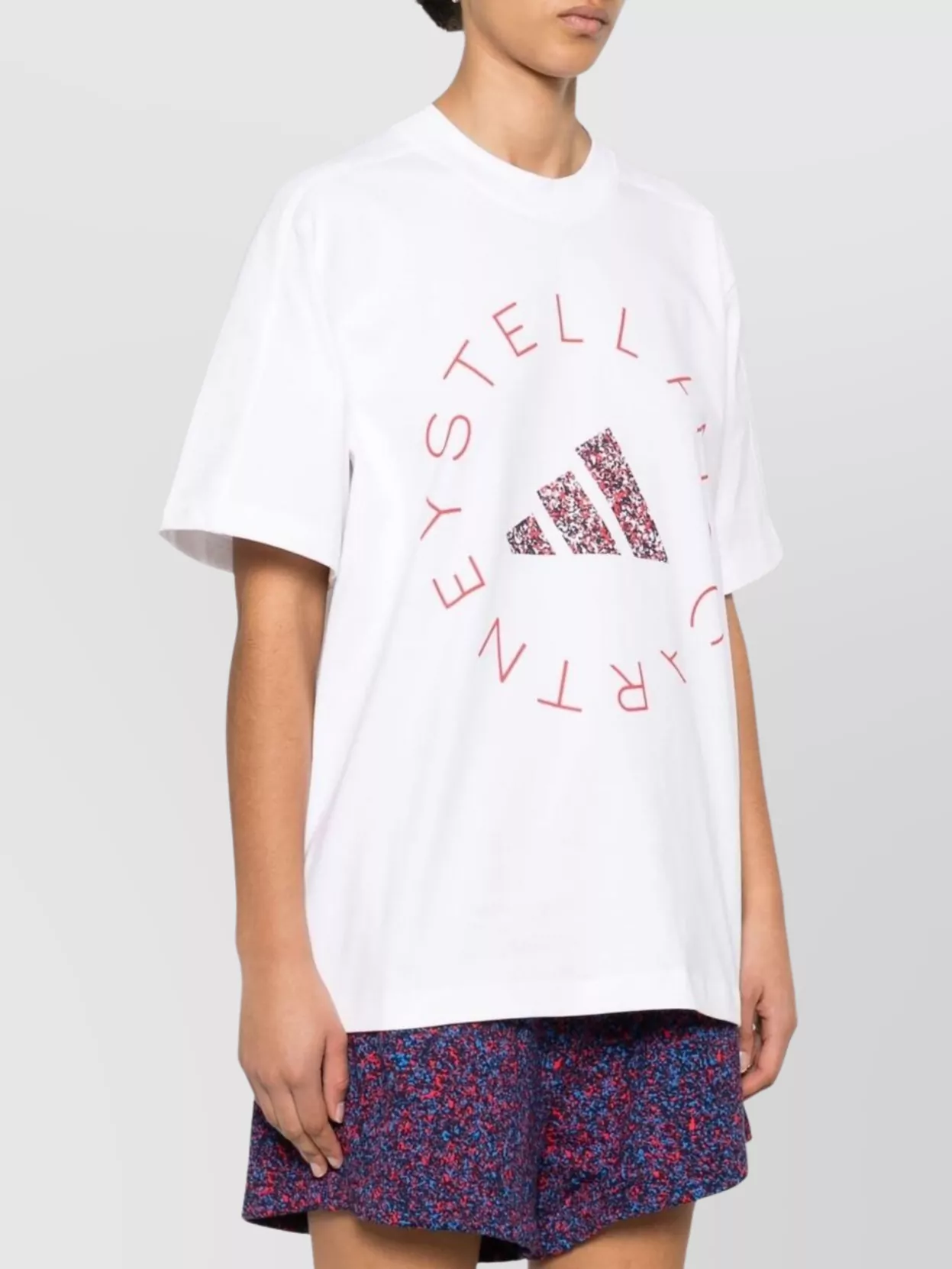Shop Adidas By Stella Mccartney Graphic Print Crew Neck Cotton T-shirt