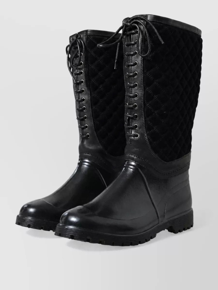 Dolce&Gabbana Leather Quilted Rain Boots