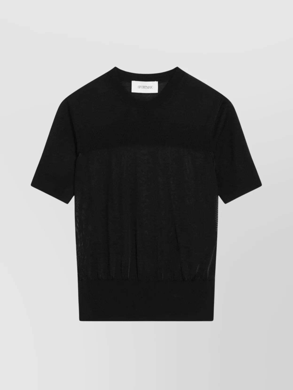 Sportmax Crew Neck Viscose And Wool T Shirt In Black