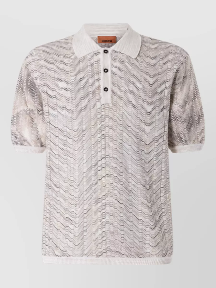 Missoni Open-knit short-sleeve polo shirt