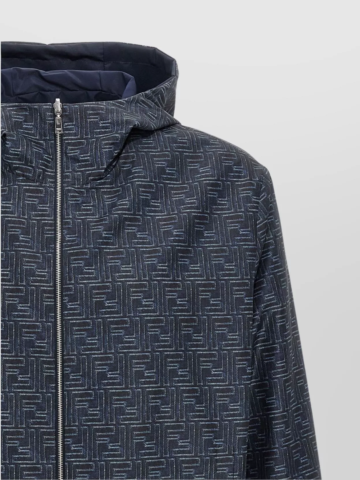 Fendi Windbreaker With Hood And Geometric Pattern