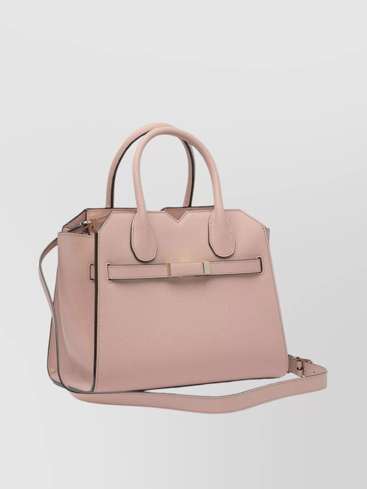 Valextra Structured Top Handle Shoulder Bag Metal Hardware