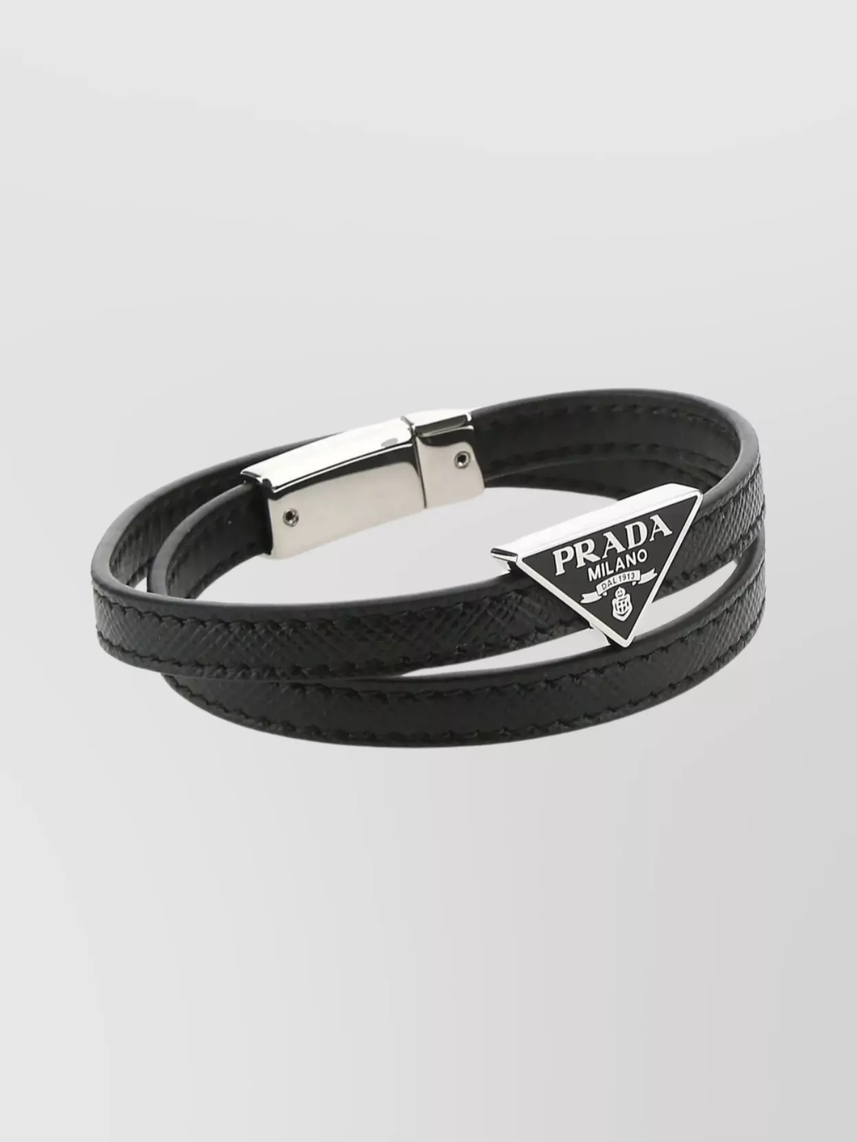 Shop Prada Adjustable Two-row Leather Bracelet