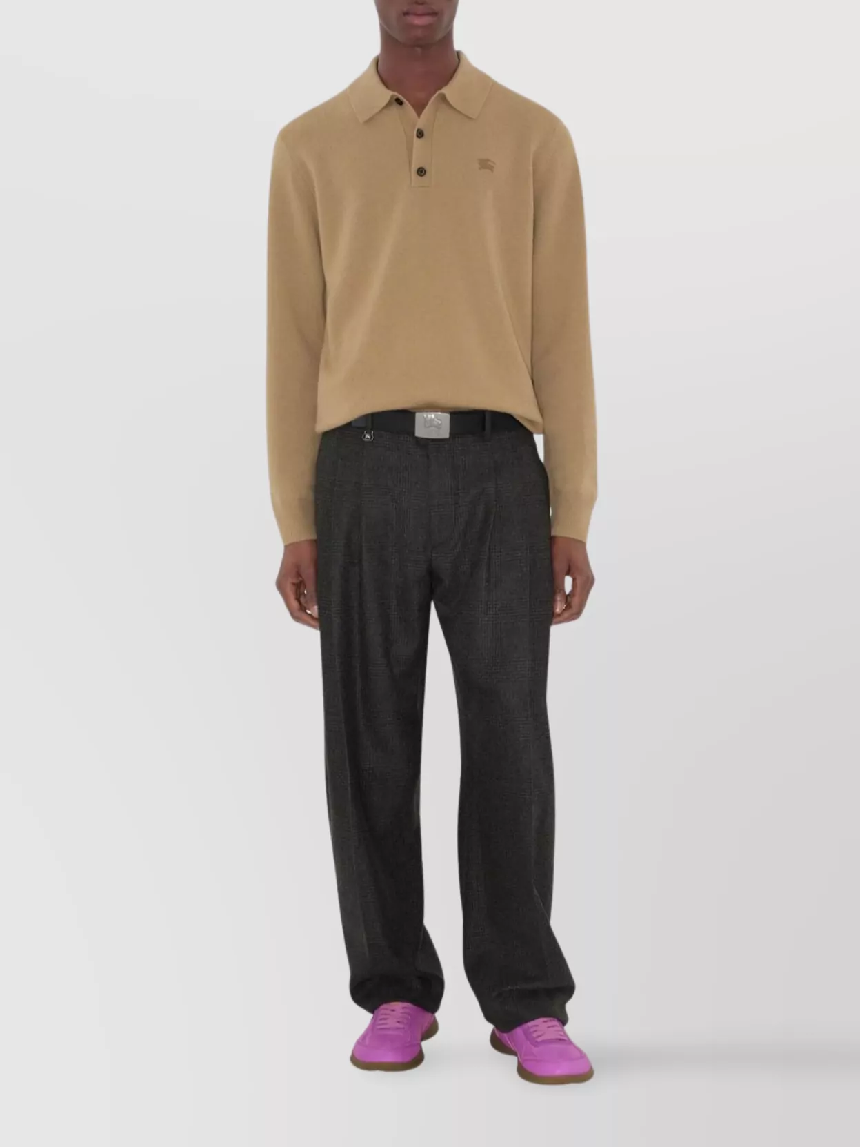 Burberry Long-Sleeved Cashmere Blend Polo Shirt
