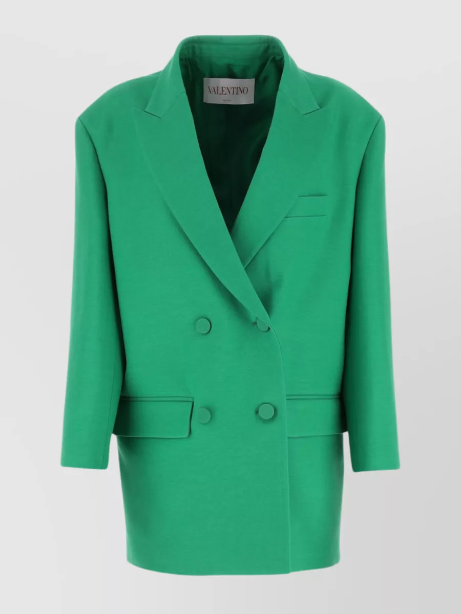 Shop Valentino Oversized Crepe Couture Blazer In Green