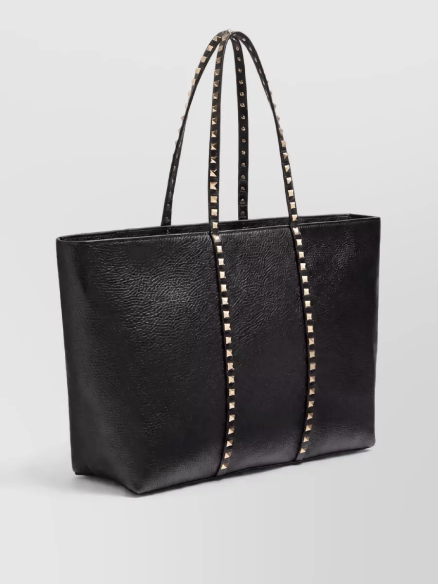 Valentino calf leather rockstud shopping tote bag