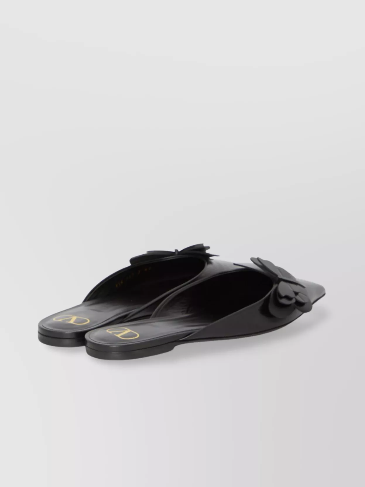 Valentino Garavani Women Flat Mules In Leather In Black