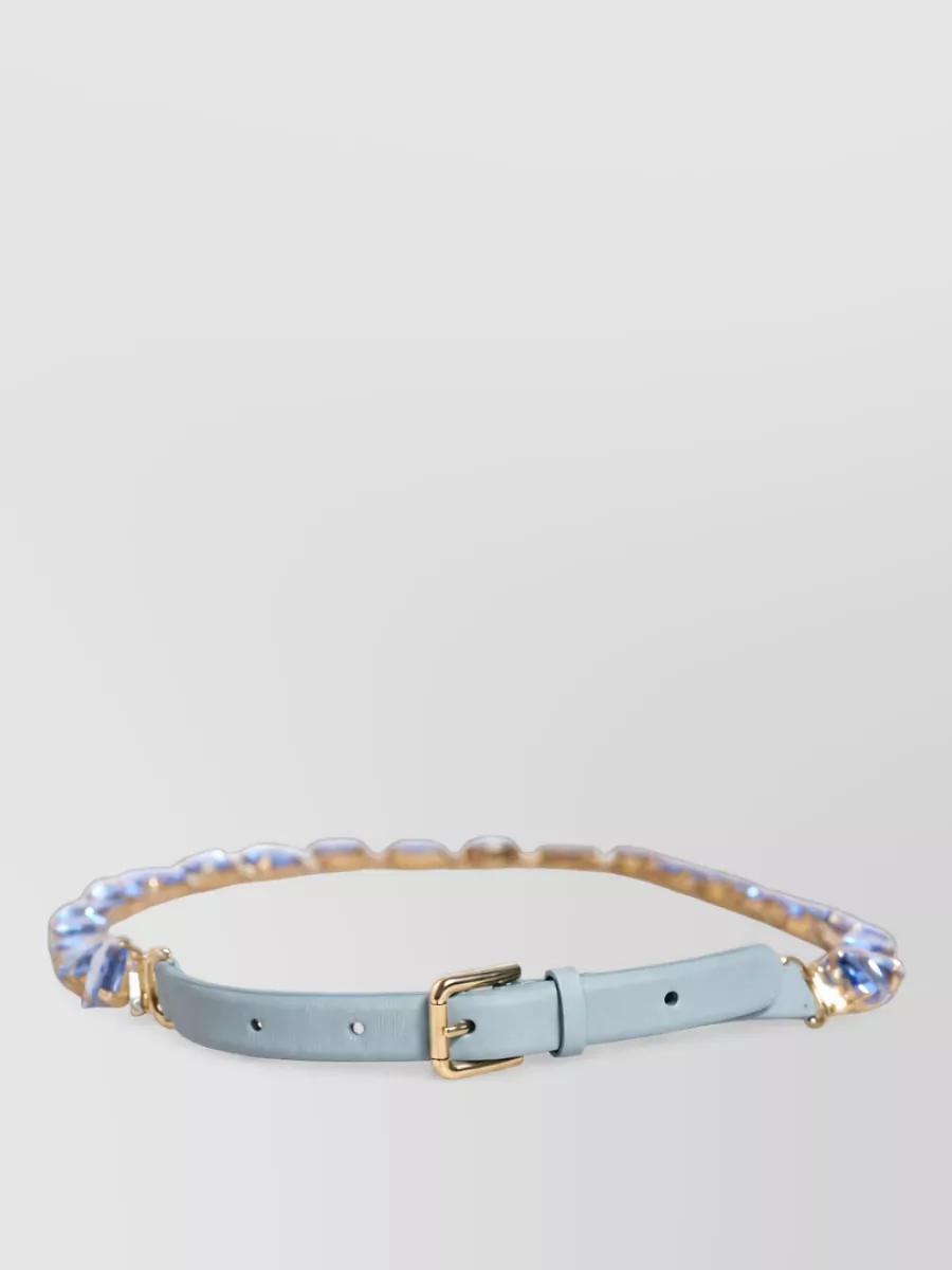 Dolce&Gabbana leather crystal chain embellished belt