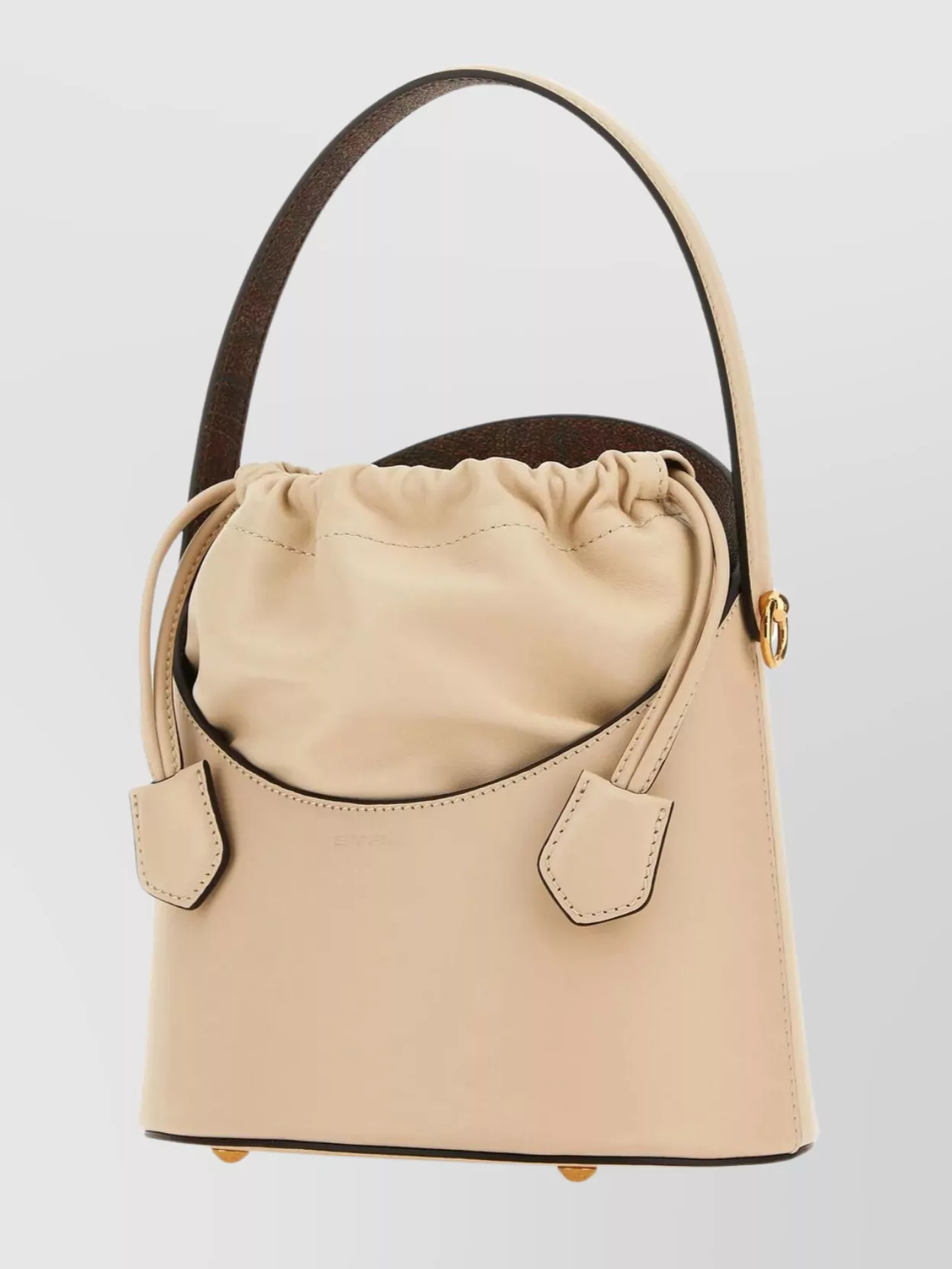 Shop Etro Leather Saturno Bucket Bag In Cream
