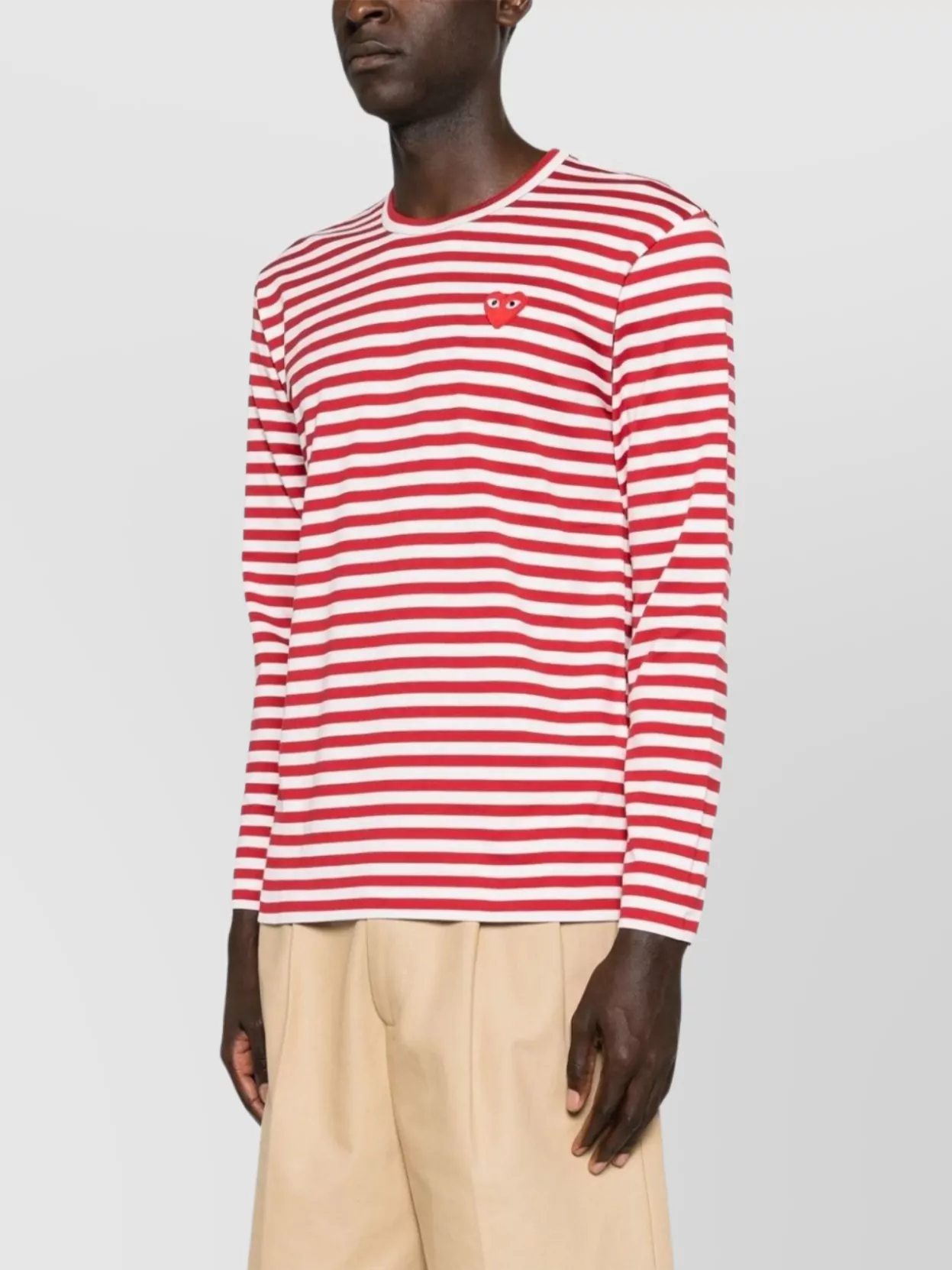 COMME DES GARÇONS LOGO STRIPED COTTON T-SHIRT 