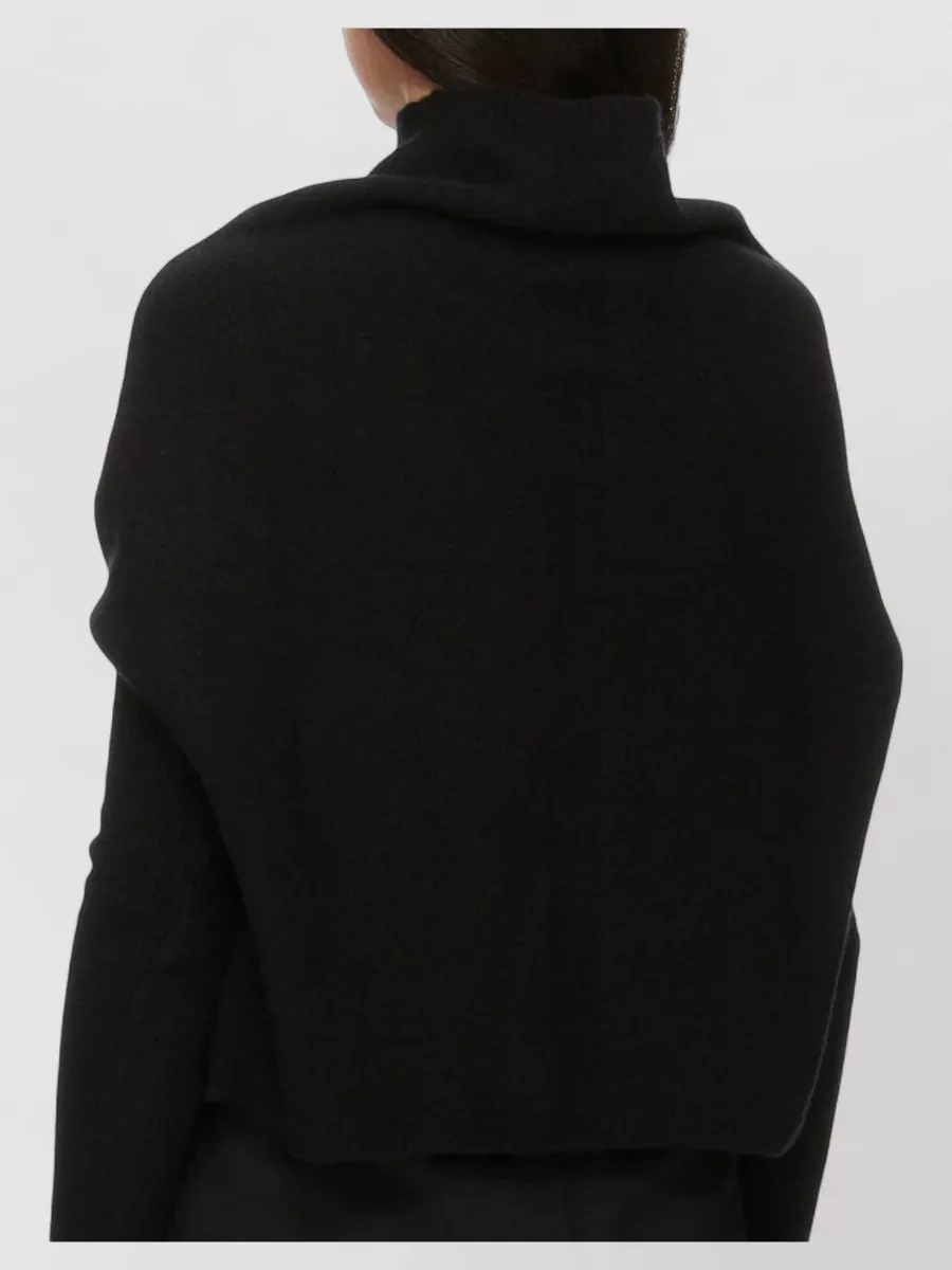 Rick Owens Virgin Wool Draped High Neck Ribbed-Knit Jumper