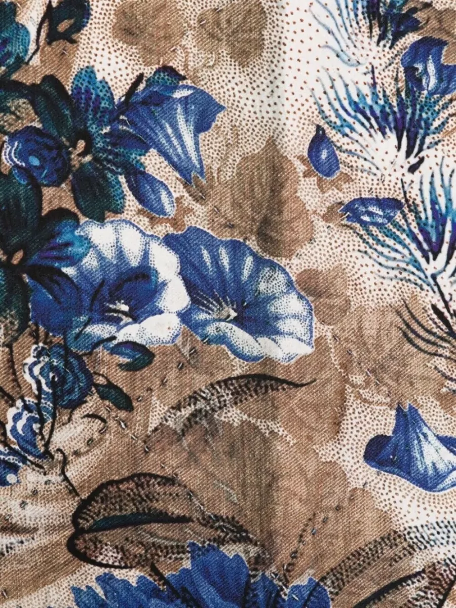 Pierre Louise Mascia Aloeuw Large Floral Pattern Fringe Scarf