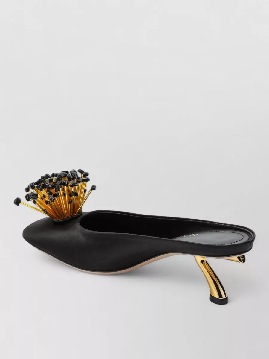 Ferragamo Silk crystal-embellished mules