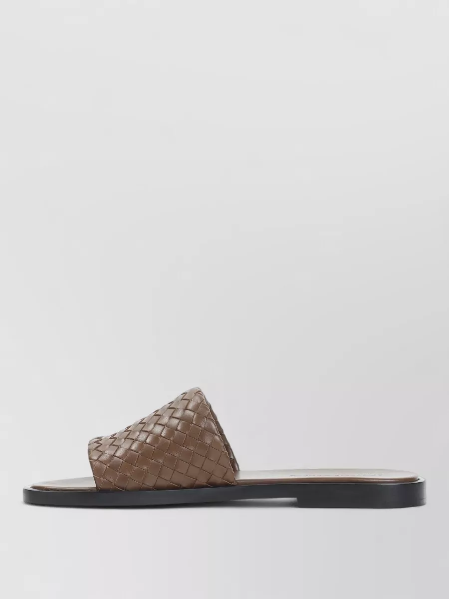 Bottega Veneta Leather Intrecciato Slides