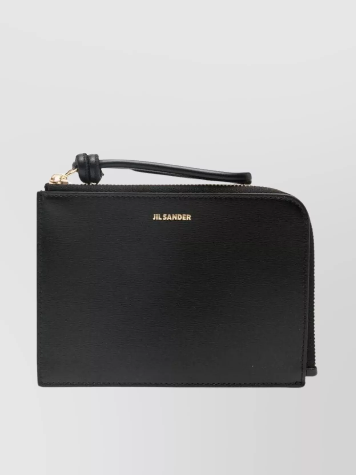 Shop Jil Sander Giro Compact Textured Wrist Strap Wallet In Black