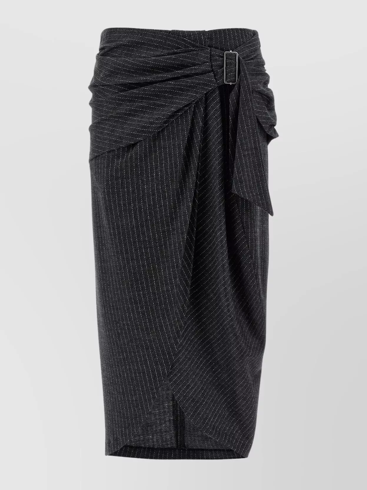 Isabel Marant Midi Skirt With Draped Design And Pinstripes In Black