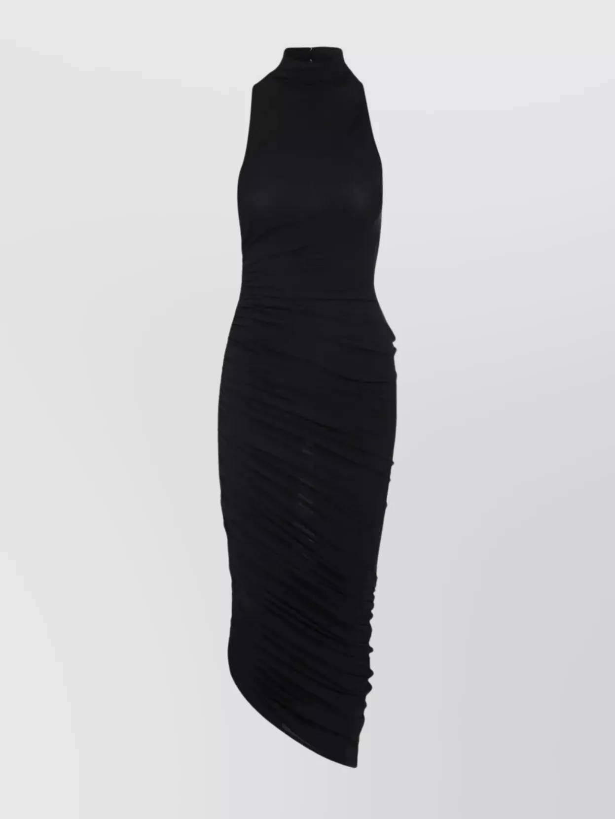Jacquemus The Piazza Asymmetric Gathered Stretch-jersey Turtleneck Dress In Black