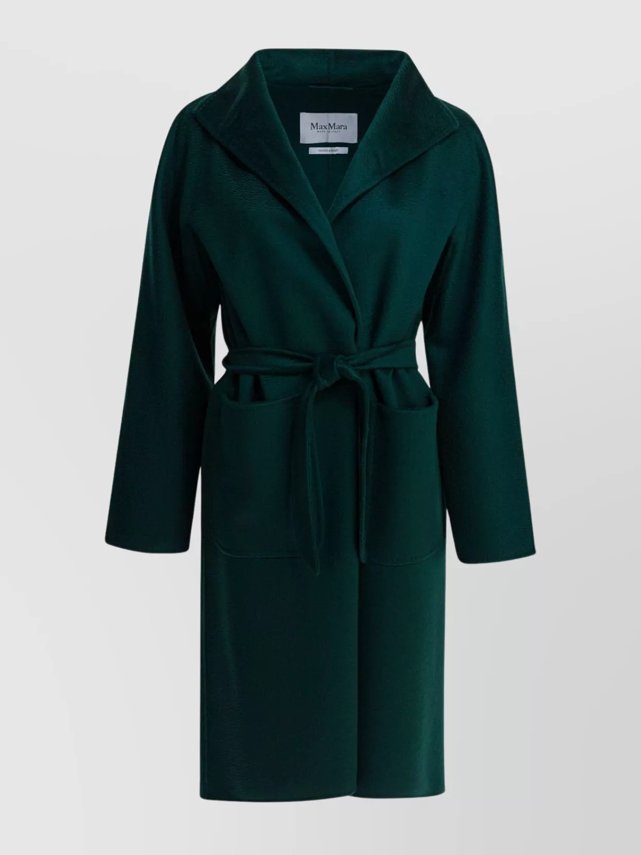 Max Mara Midi Coat With Belted Waist And Pockets In Green