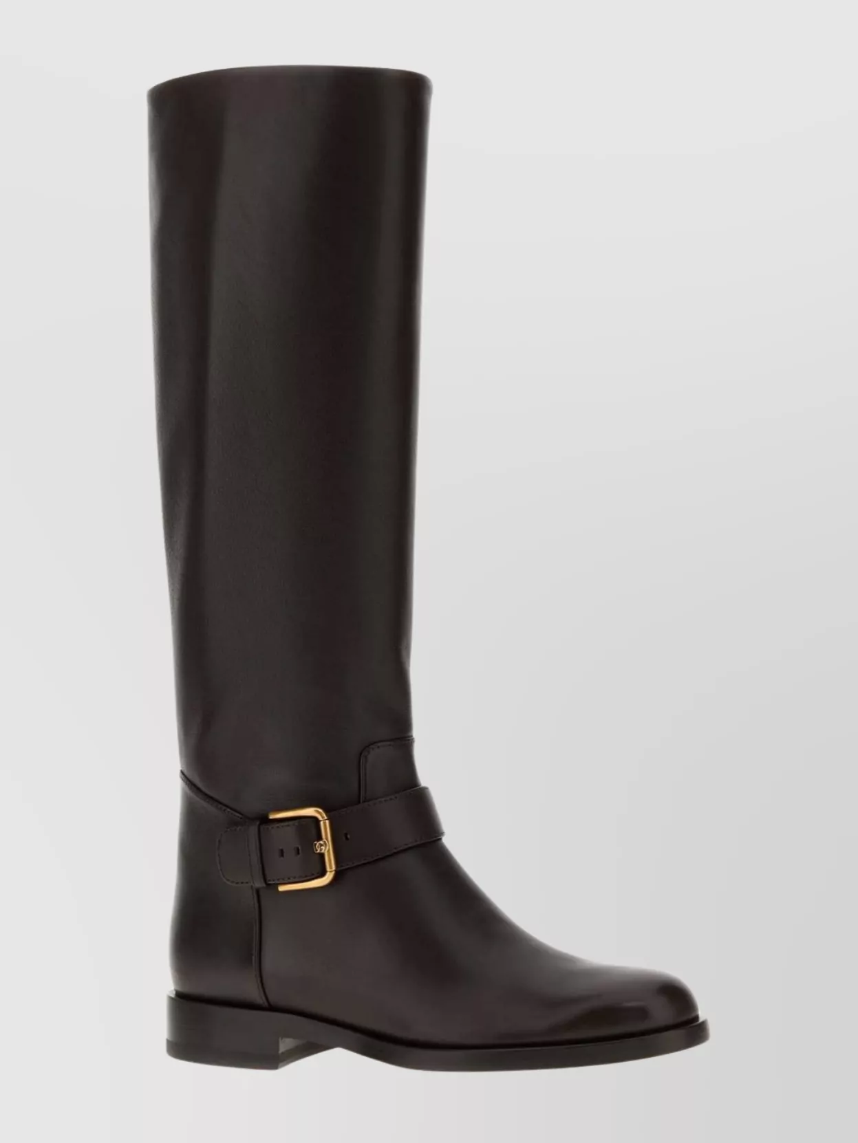 Dolce & Gabbana Knee-high Leather Boots Buckle Detail In Brown