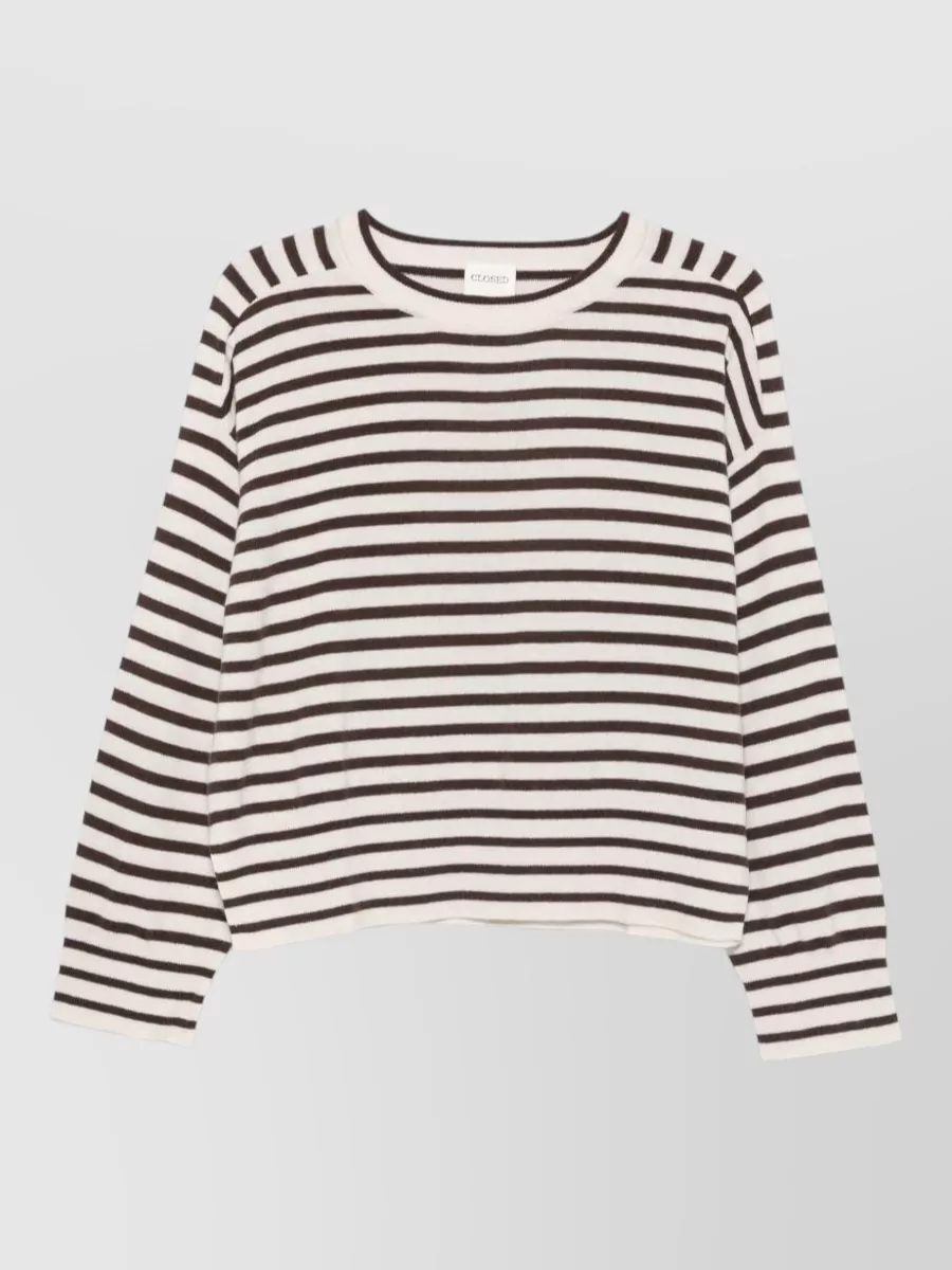 Closed striped ribbed cashmere sweater