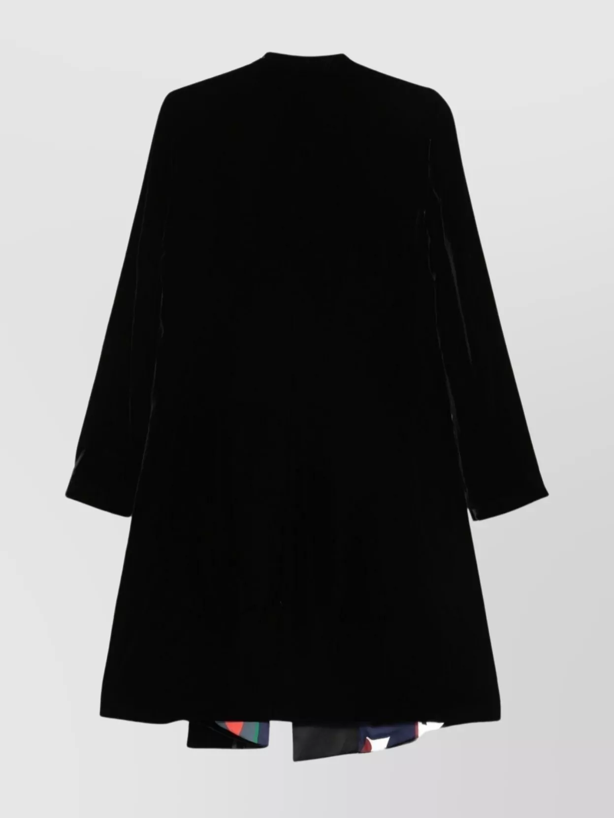 Emporio Armani Knee Length Velvet Coat With Long Sleeves In Black