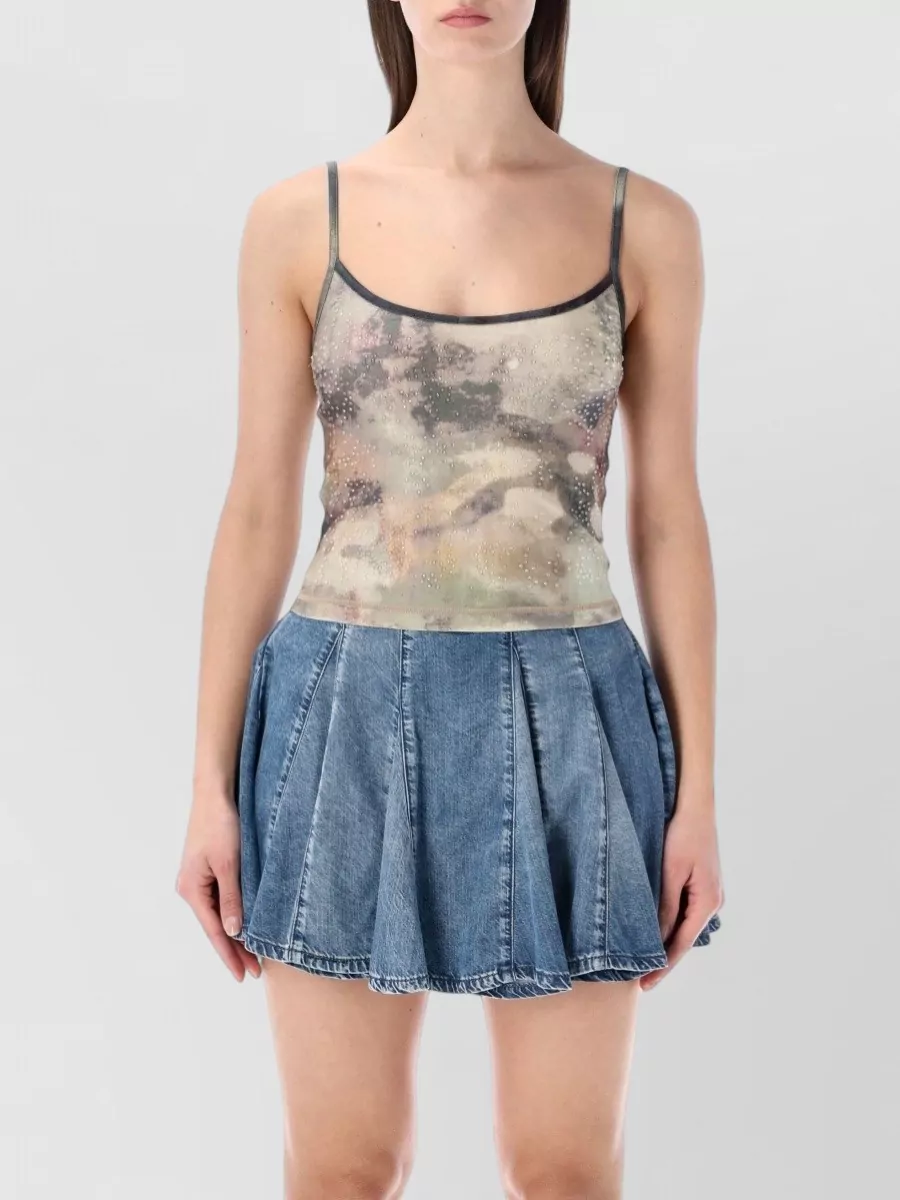 Diesel Crystal-Embellished Printed Tank Top