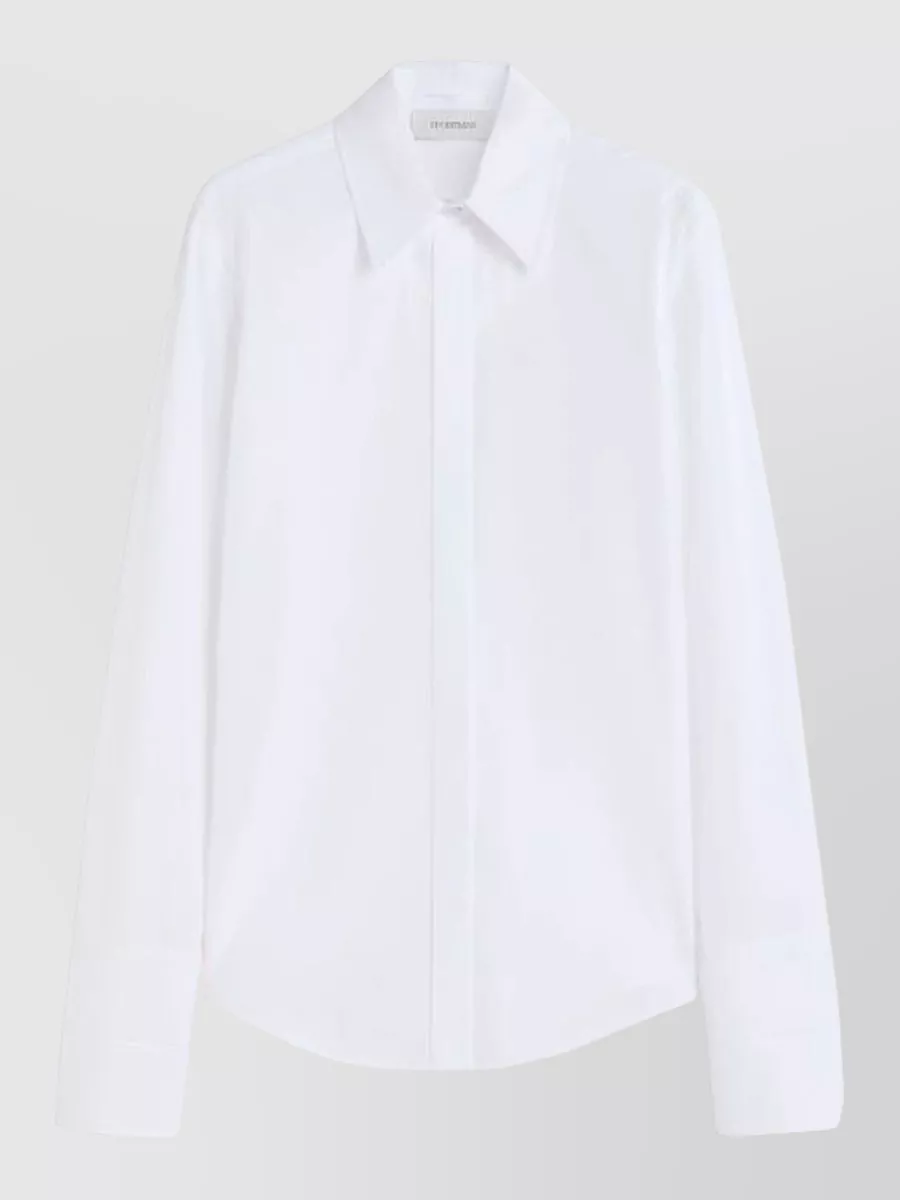 Sportmax Straight Collar Shirt Long Cuffed Sleeves In White