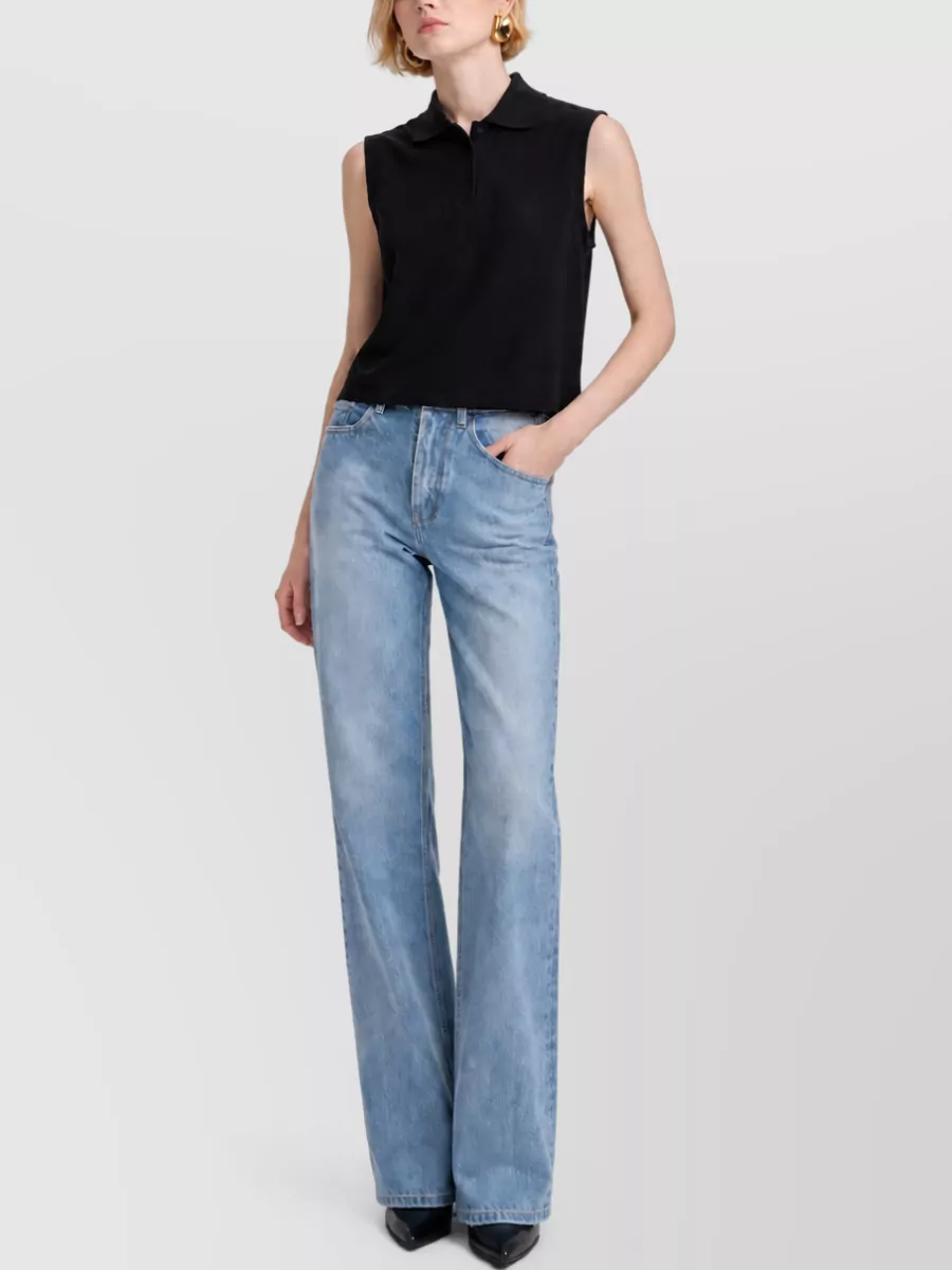 Saint Laurent High Rise Straight Flared Denim Jeans