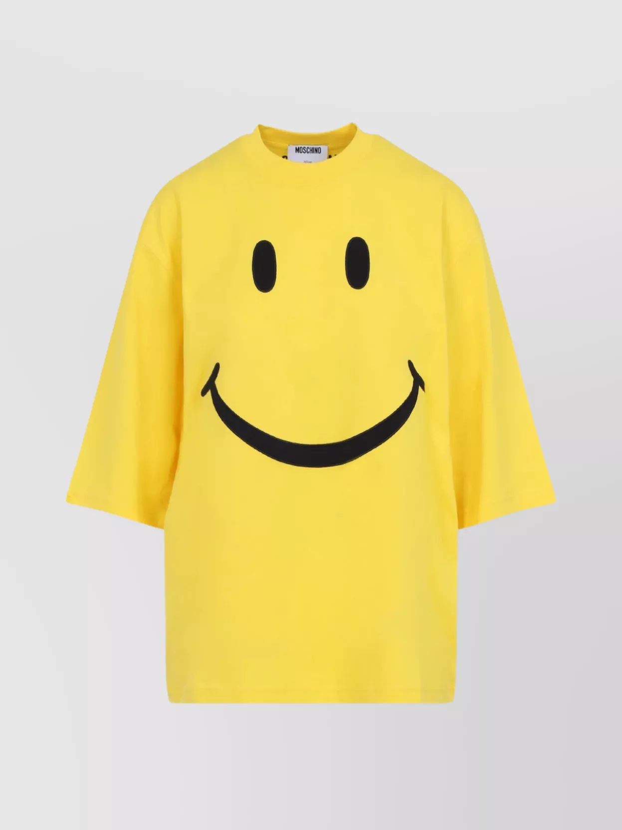 Moschino Smiley Face Graphic T-shirt In Bright Yellow Cotton In Yellow