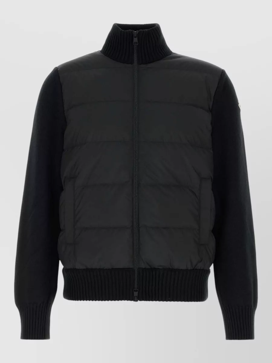 Moncler wool quilted zip cardigan