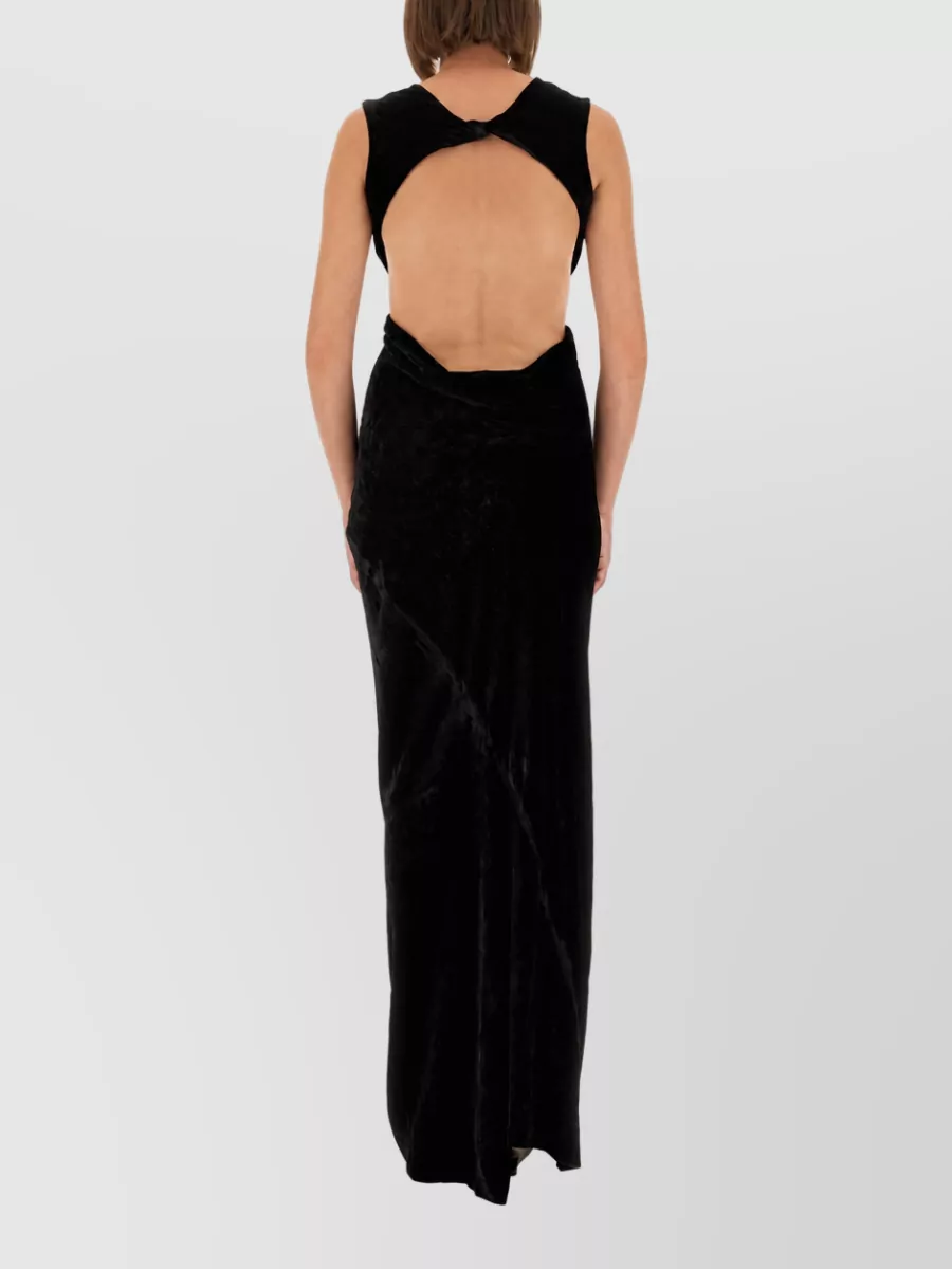 Rick Owens Silk Viscose Open Back Maxi Dress