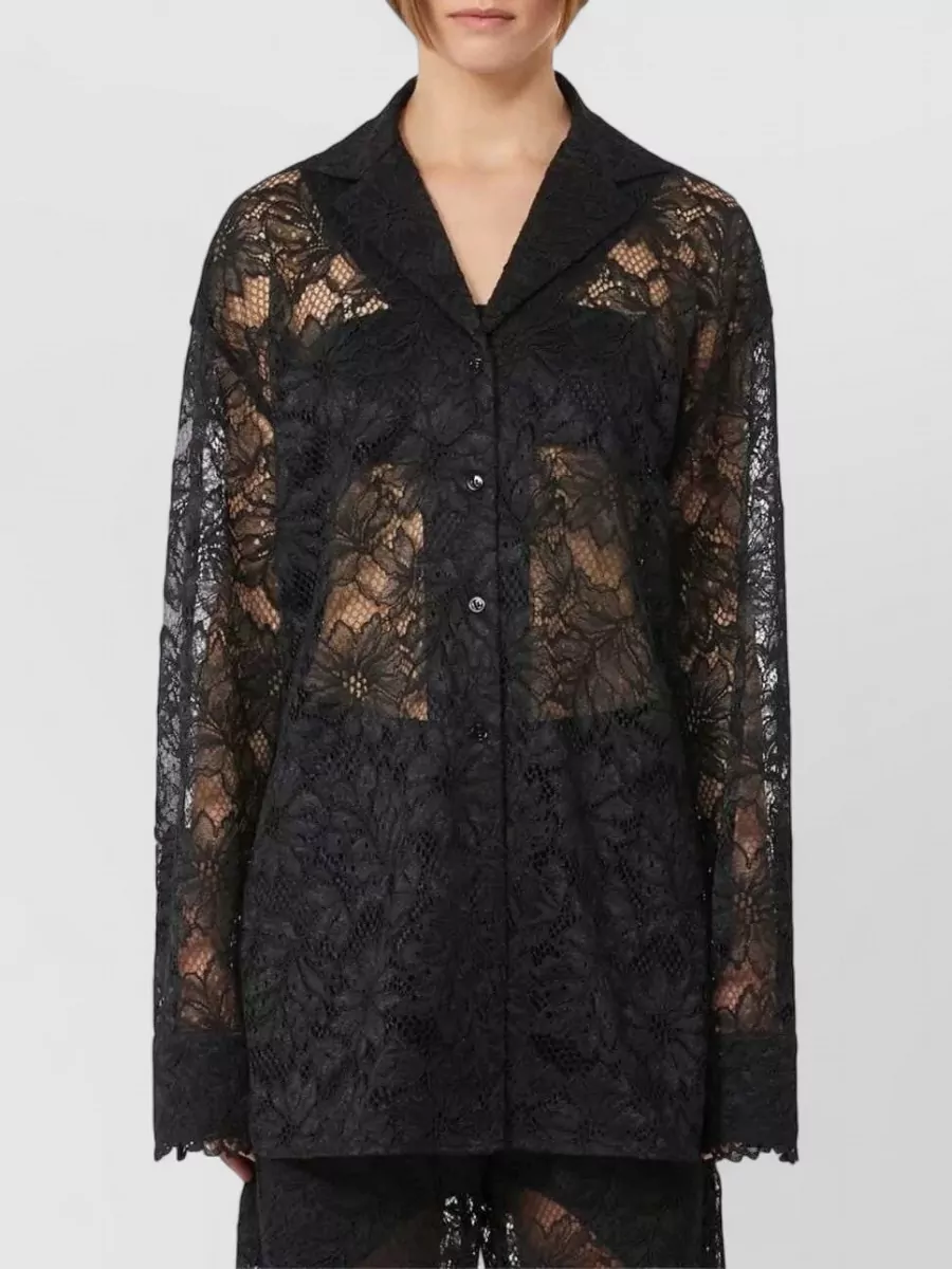 Sportmax Floral Lace Long-Sleeve Pyjama Top