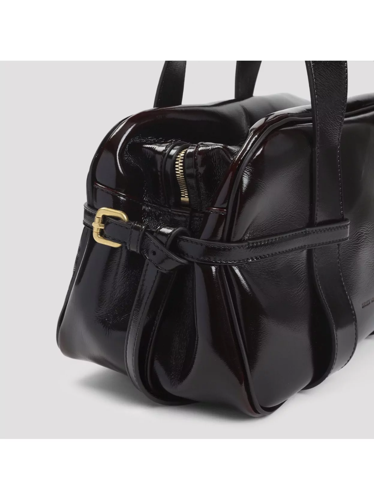 Dries Van Noten Ruby Red Leather Medium Bowling Shoulder Bag