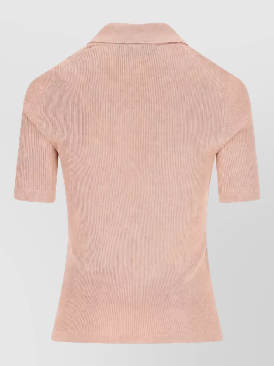 Fendi Silk-Blend Short-Sleeve Polo Top