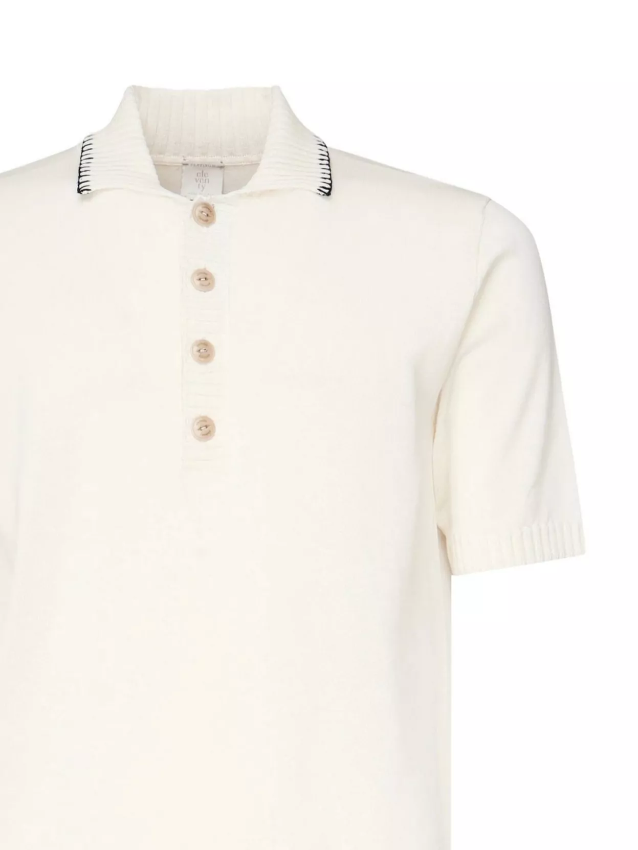 Eleventy Wool Ribbed Polo Short Sleeves