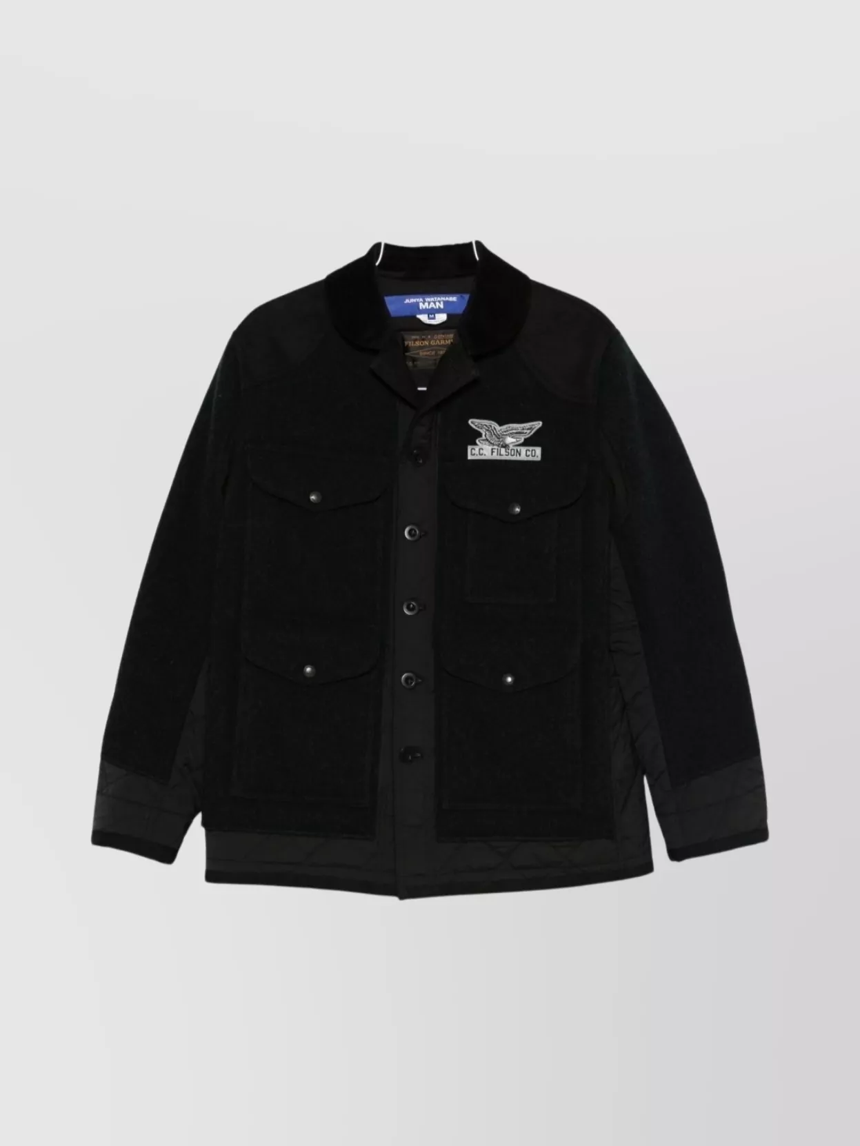 Junya Watanabe Tailored Jacket With Quilted Panels And Pockets In Black