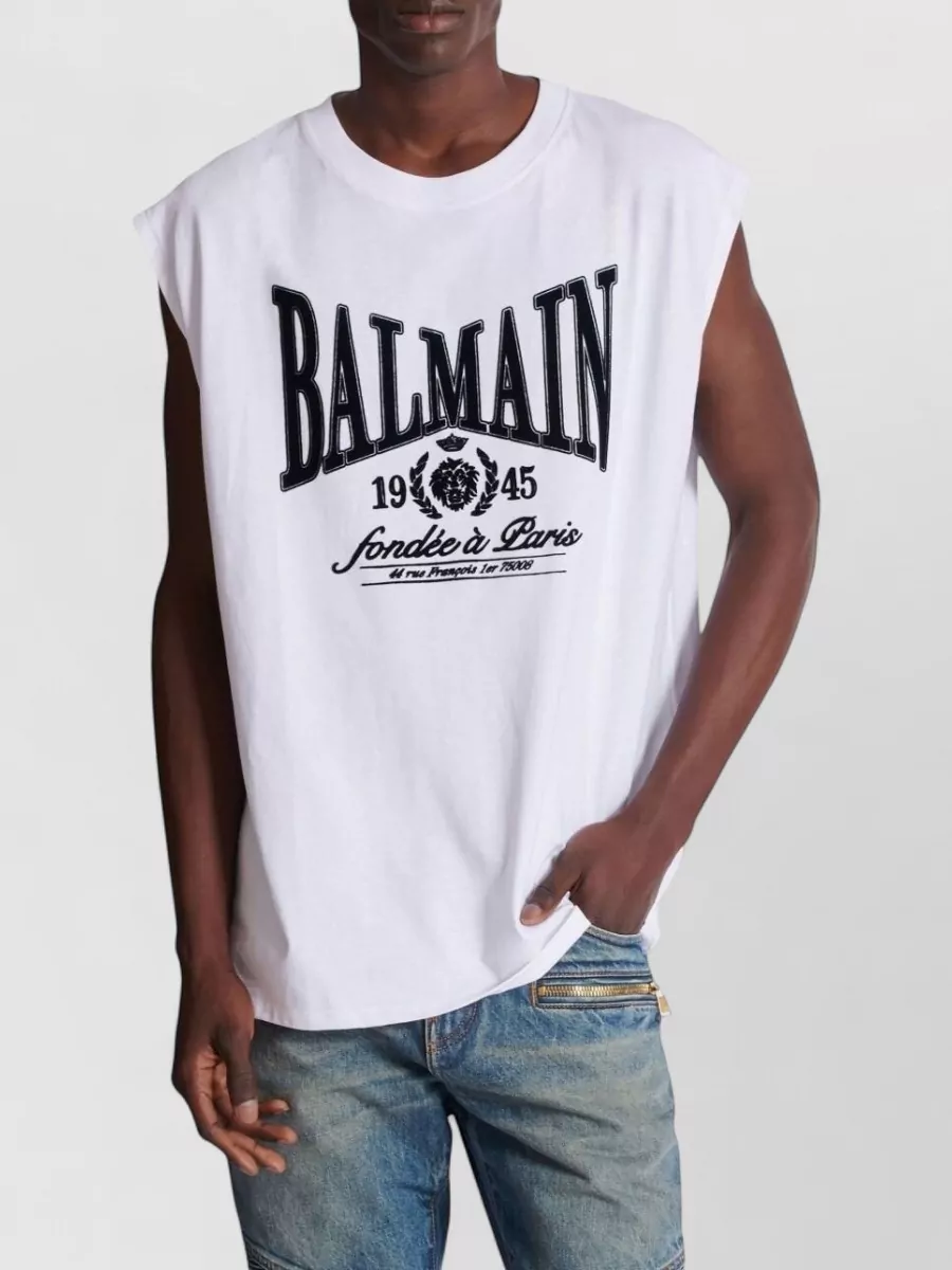 Balmain Sleeveless Crew Neck Nylon Silk Top