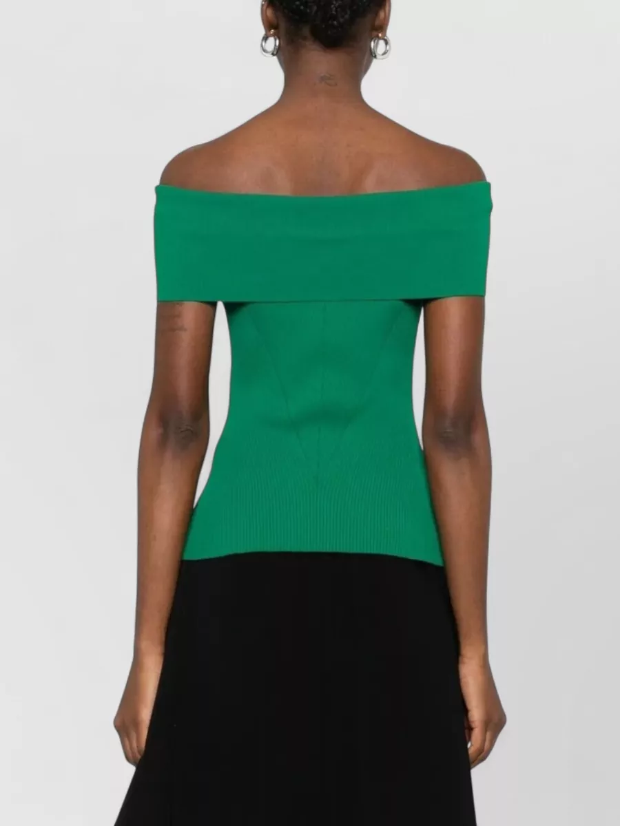 Givenchy Off Shoulder Cotton Top Ribbed Detail